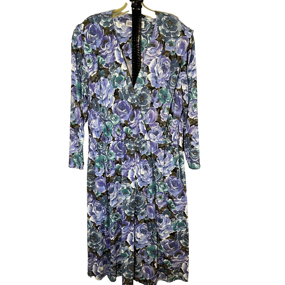Vintage Floral Dress 22 Colorful Secretary Retro Mod Geek Cottage Romantic 80s‎